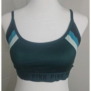 VS Pink Sport Bra Dark Green Retro Y2k Size‎ Med Adj Straps Women's Jr's Teens